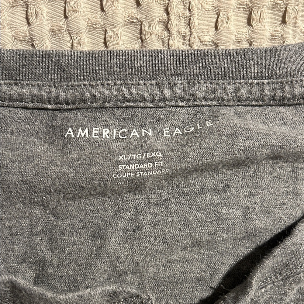 American Eagle Outfitters Heather Gray Long Sleeve Henley - Picture 2 of 2